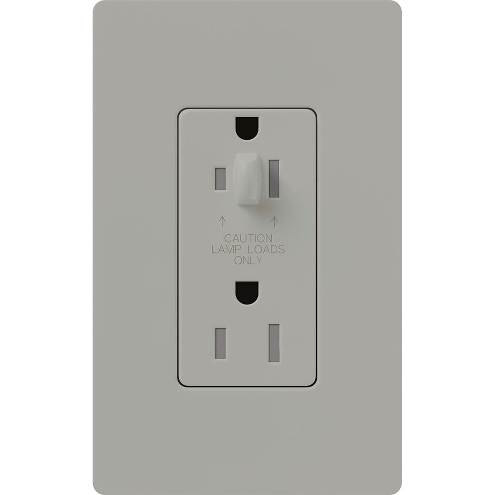 NTR-15-HDTR-GR Architectural Half-Dimming Tamper-Resistant Duplex Receptacle with Wall Plate, 15 Amp, Matte, Gray