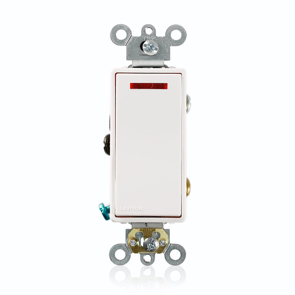 5629-2W Self-Grounding Pilot Light AC Quiet Switch, 277 V AC, 20 A, 2 hp Power Rating