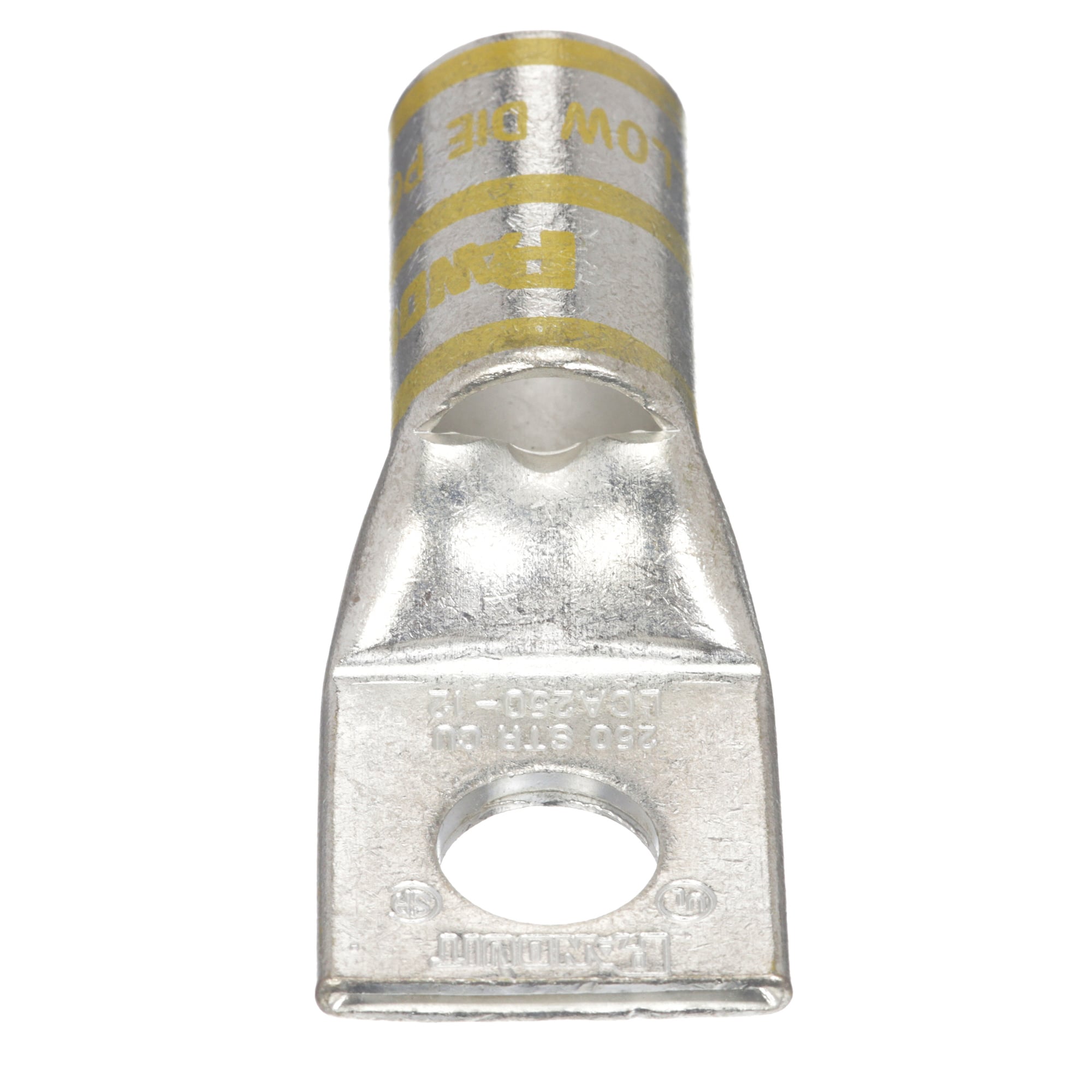 Pan-Lug LCA250-12-X Comp. Lug, 250, Tin Plt Copper, Strt, One 1/2" Stud, PK10
