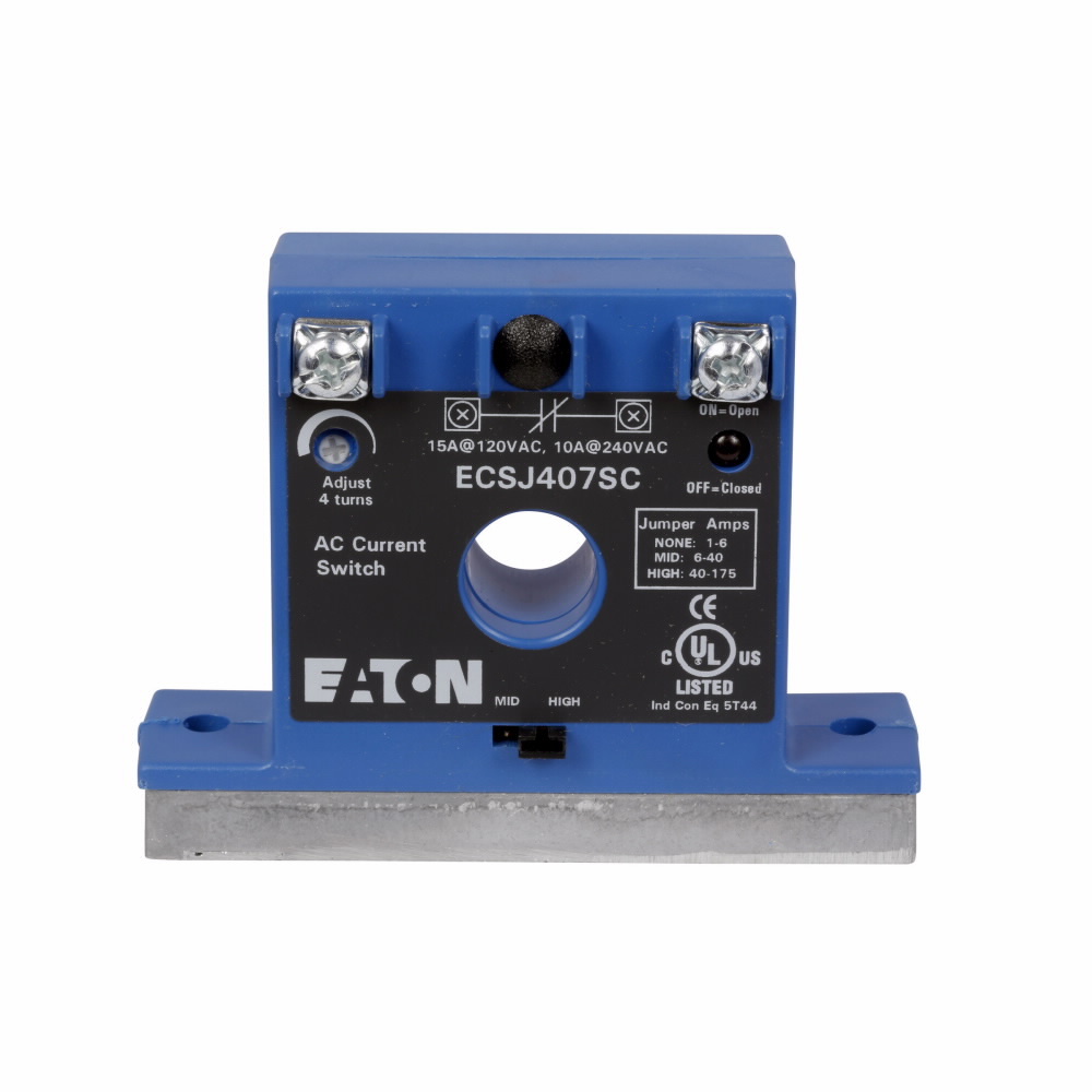 ECSJ407SC CurrentWatch Self-Powered Solid Core Housing Current Switch, 40 to 120 ms Response, Solid State Relay Output, 125 V AC