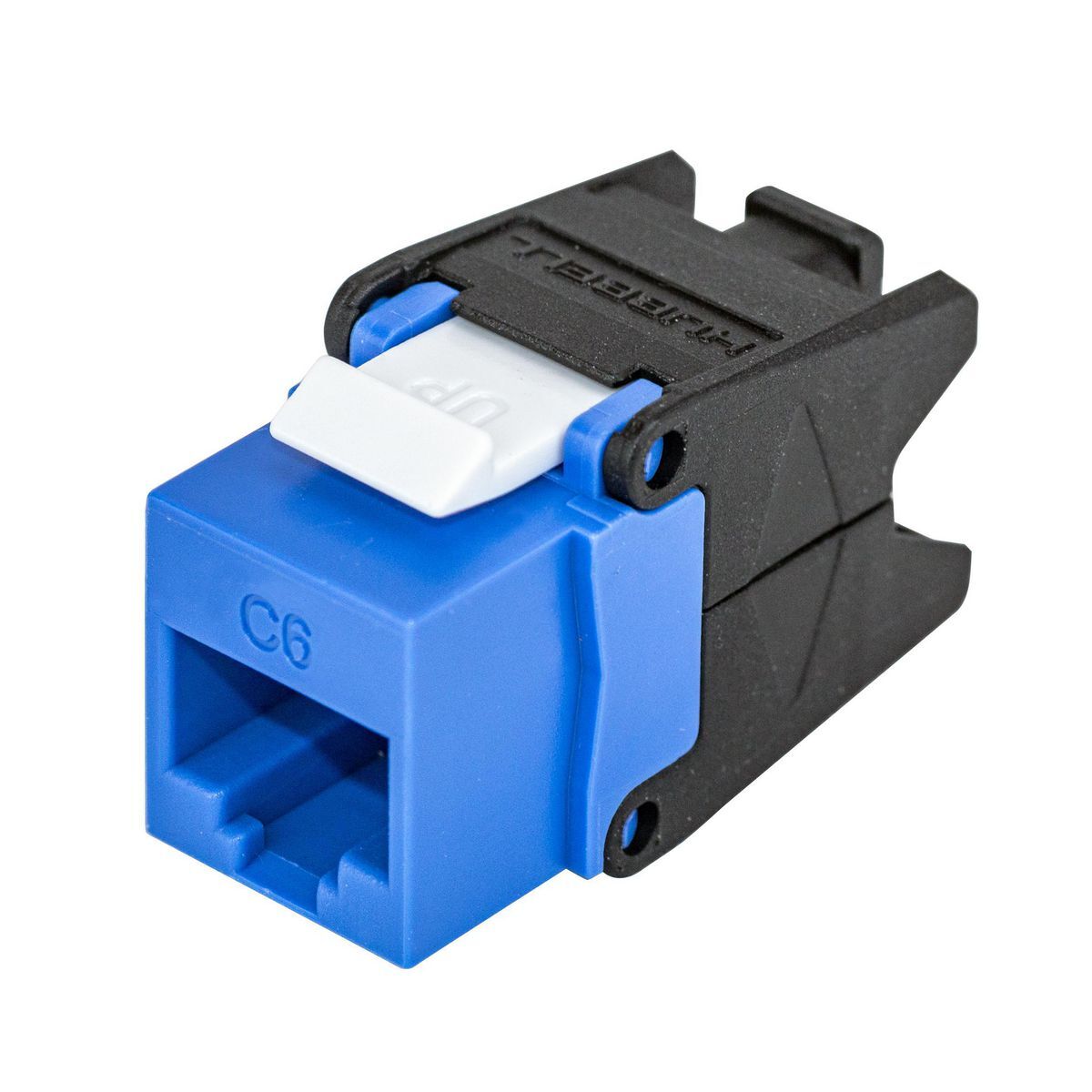 HJU6B24 Cat 6 UTP Cobra-Lock Modular Jack, Cat 6 RJ-45 Module, Snap-Fit Mounting, (1) Ports, Thermoplastic, Blue