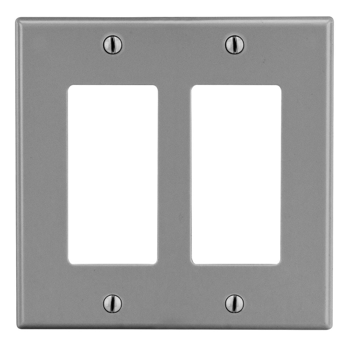 P262GY Standard Wall Plate, 2 Gangs, 4.69 in W x 4.63 in H, Polycarbonate Thermoplastic, Gray