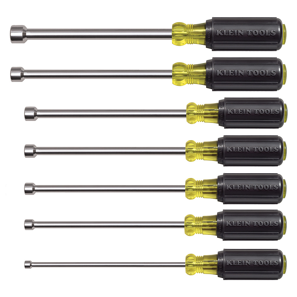 647M Magnetic Nutdriver Set, 7 Pieces, 15-3/4 in OAL, Cushion Grip Handle, Steel, Polished Chrome, ASME Specified