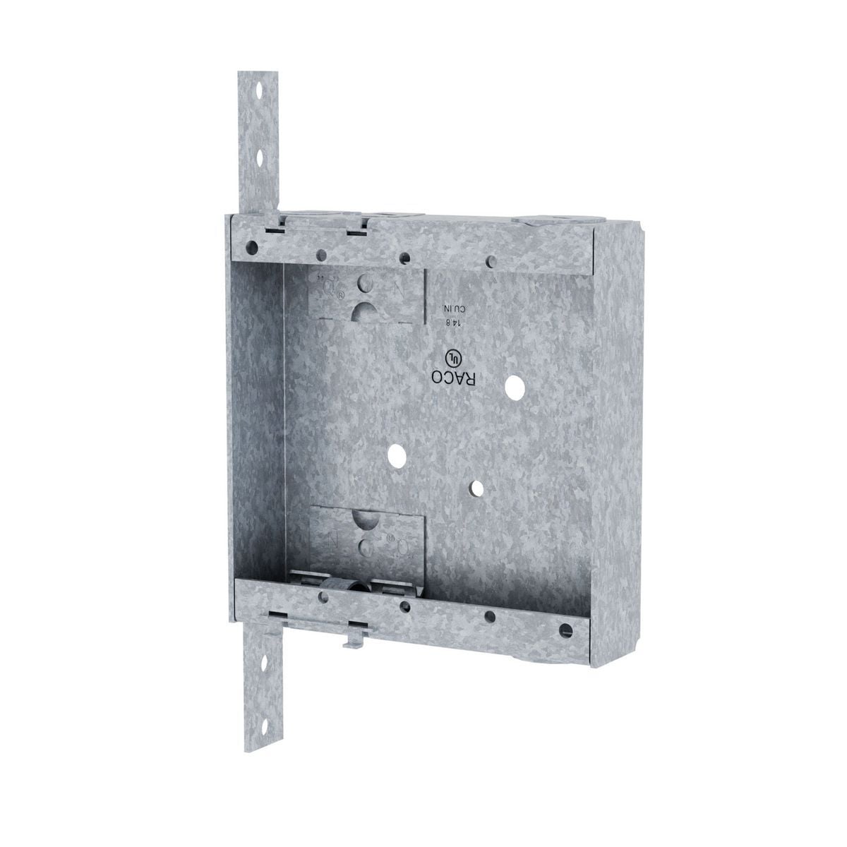 418 Non-Gangable Switch Box, Steel, 14.8 cu-in Capacity, 2 Gangs, 2 Outlets, 6 Knockouts, 4.13 in H x 7 in W x 1 in D
