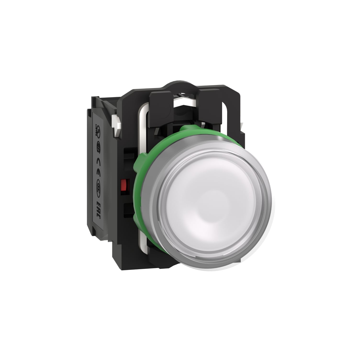 XB5AW31B5C0 Harmony Illuminated Round Pushbutton Complete Unit, 0.87 in Dia x 1.18 in W x 2.24 in D x 1.65 in H, 1NO-1NC Contact, Slow Break Contact