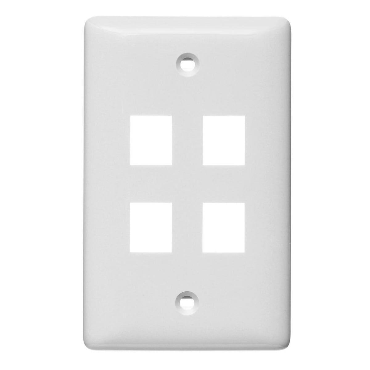 NSP14W Rear Load Standard Molded Multimedia Faceplate, 1 Gangs, 4 Ports, Audio/Video/Voice/Data Module, Snap-Fit Mount, High-Impact Thermoplastic
