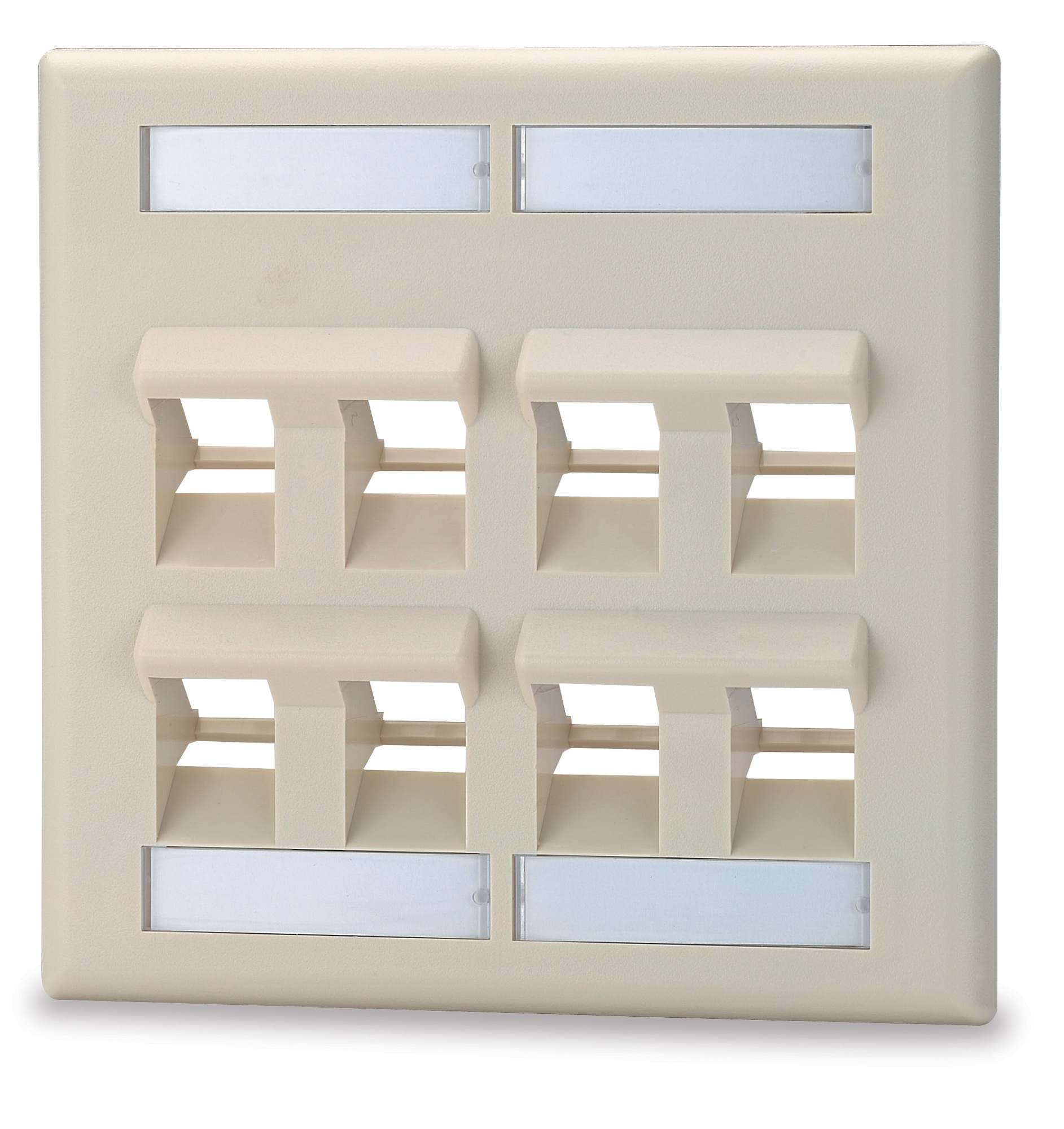 8-Port Double Gang Angled Faceplate, Ivory