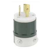 4770-CJ Cable Mount Grounding Locking Plug, 277 V AC, 15 A, 2 Poles, 3 Wires, Black/White