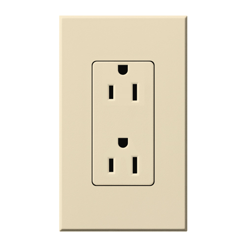 NTR-15-TR-BE Architectural  Tamper-Resistant Duplex Receptacle with Wall Plate, 15 Amp, Matte, Beige