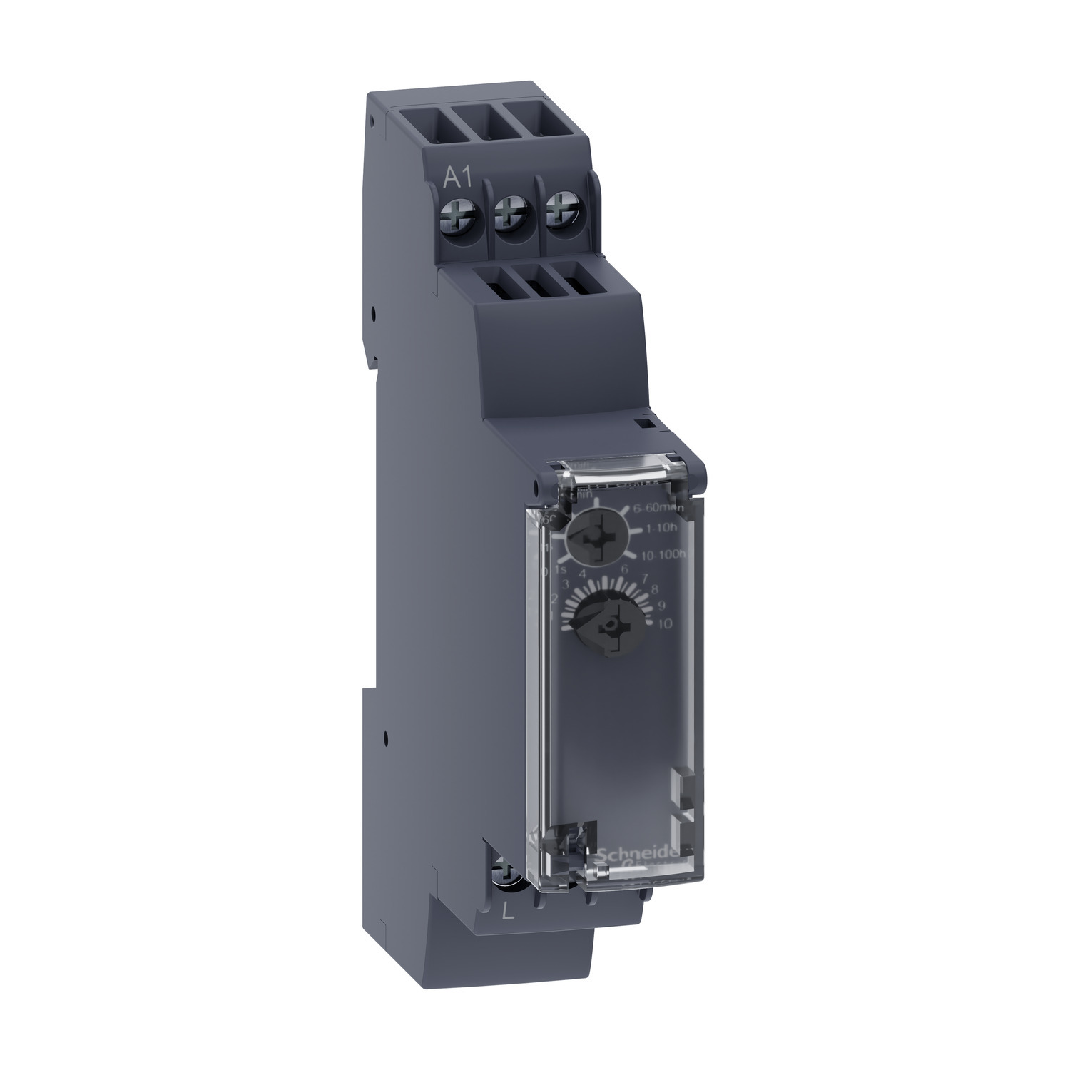 RE17LAMW Zelio Modular Timing Relay With Solid State Output, 0.1 sec to 100 hr Setting, 24 to 240 V AC/DC, 1 Form C SPDT Contact, 1 Poles