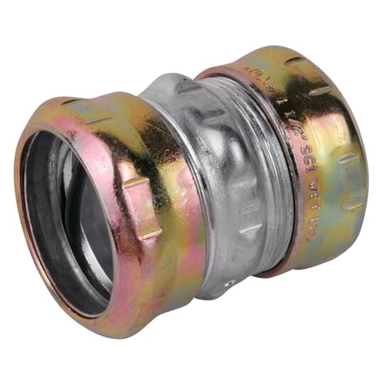 TK115A-RT Steel City Raintight Thinwall Compression Coupling, 1-1/2 in, For Use With EMT Conduit, Steel, Zinc Plated