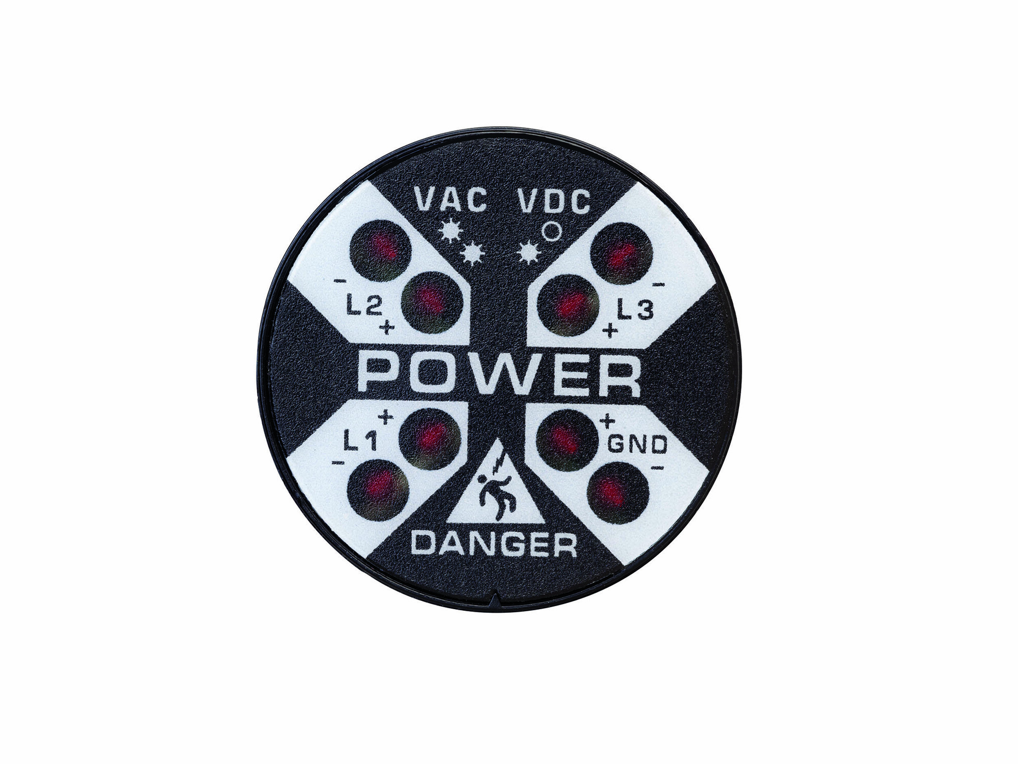 R-3W-SR Non-Flashing Voltage Indicator With Solid-On LEDs or Flashing LEDs, 40/750 VAC, 30/1000 VDC, 1.2 W, Panel Mount, UL Listed