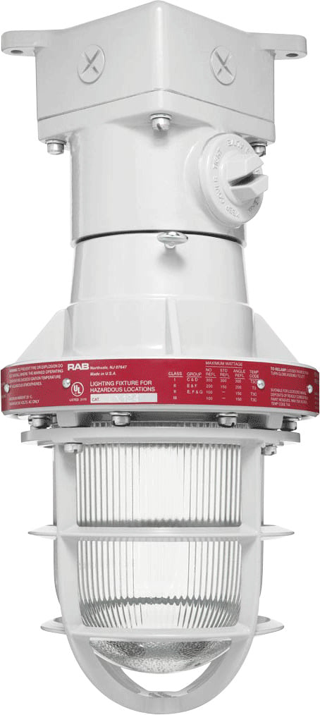 EX124-3/4 HID Explosionproof Fixture With Guard, PS25 Lamp, 120/208/240/277 VAC, Gray Housing