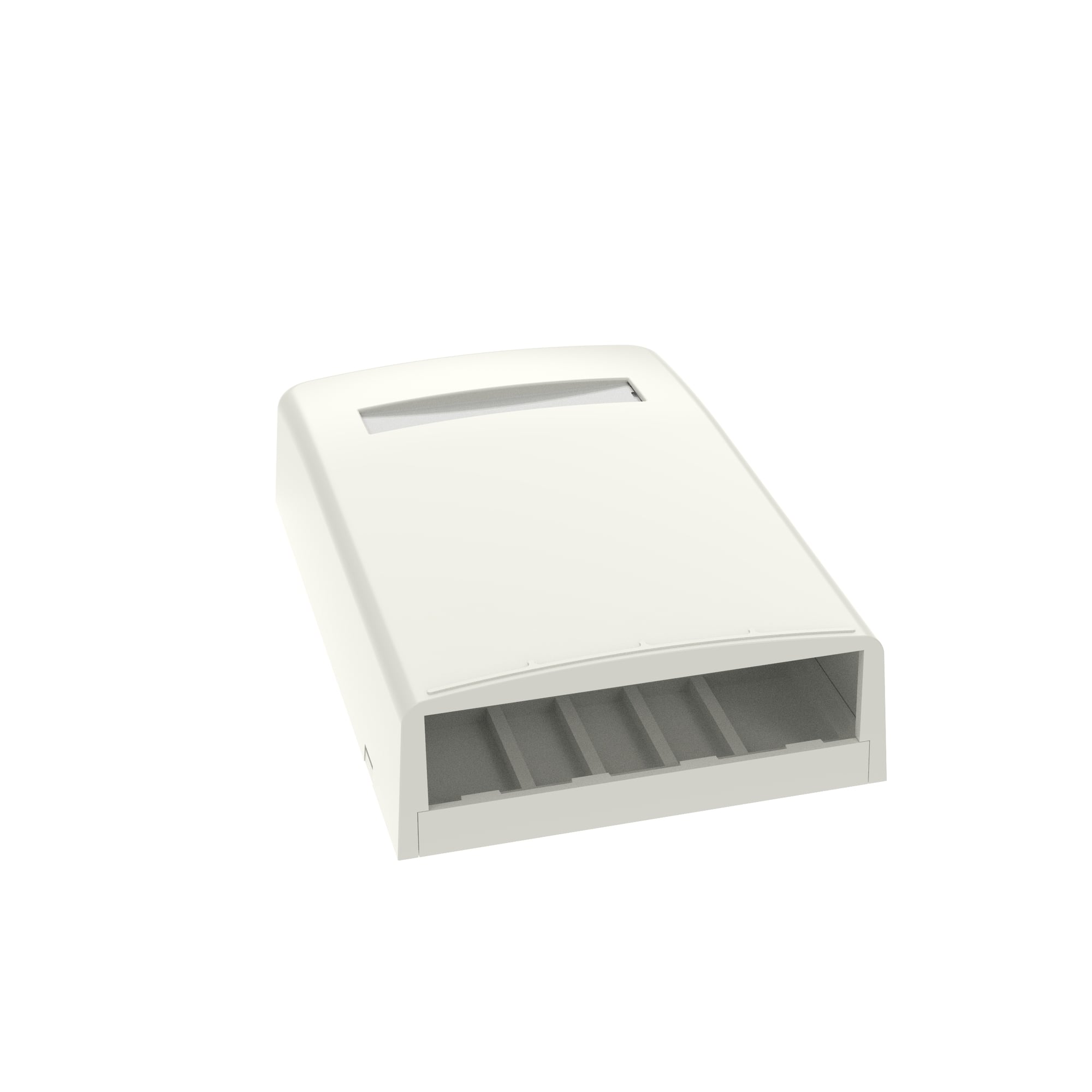 CBX4IW-AY PanNet 4-Port Elongated Low Profile Surface Mount Box, Mini-Com, Surface Mount, ABS