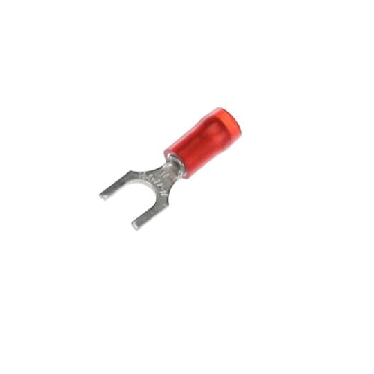 RA18-10F Sta-Kon RA Series Insulated Fork Terminal, 22 to 16 AWG Conductor, 0.83 in L, Brazed Seam/Serrated Barrel, Copper, Red