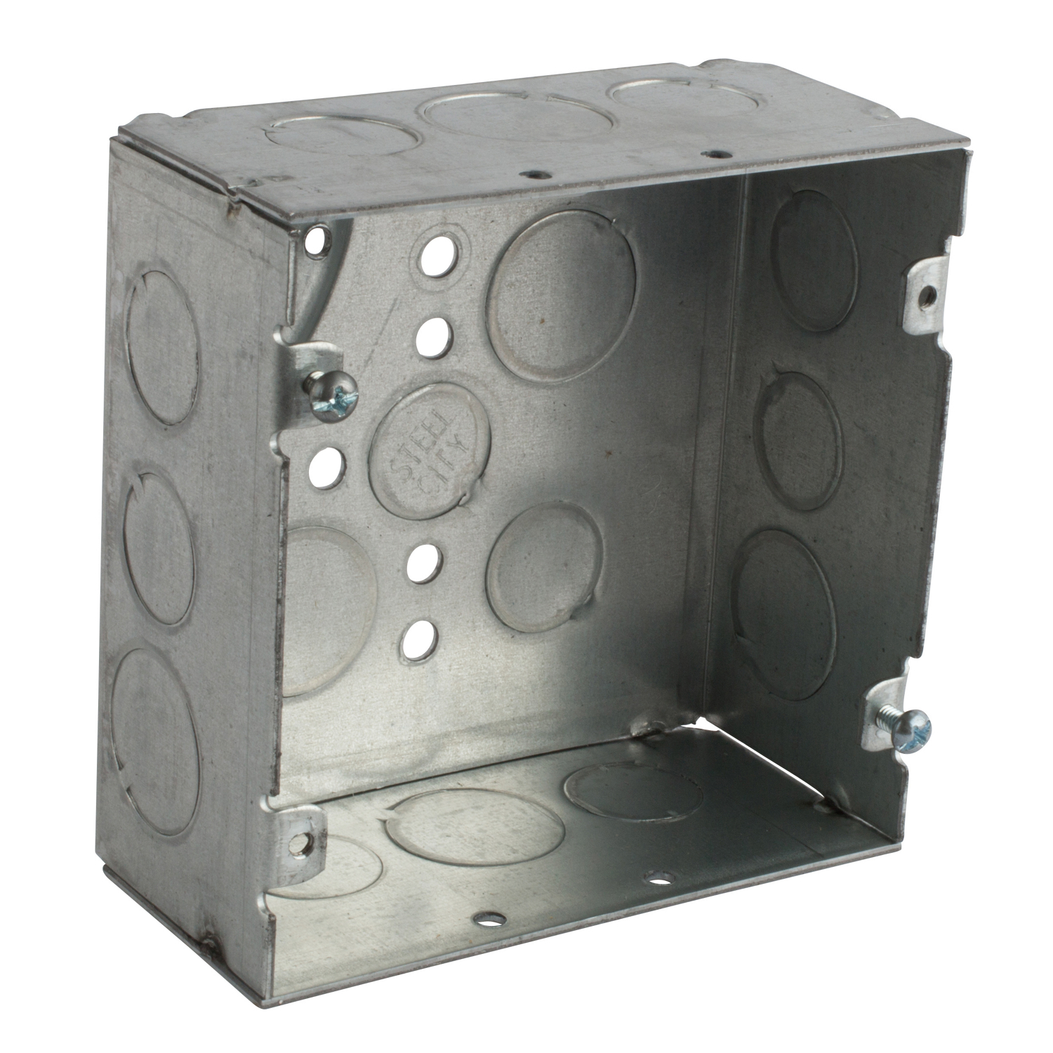 5-SDW-SPL Steel City Outlet Box, Steel, 42 cu-in Capacity, (1) Outlets, 4-11/16 in H x 4-11/16 in W x 2-1/8 in D