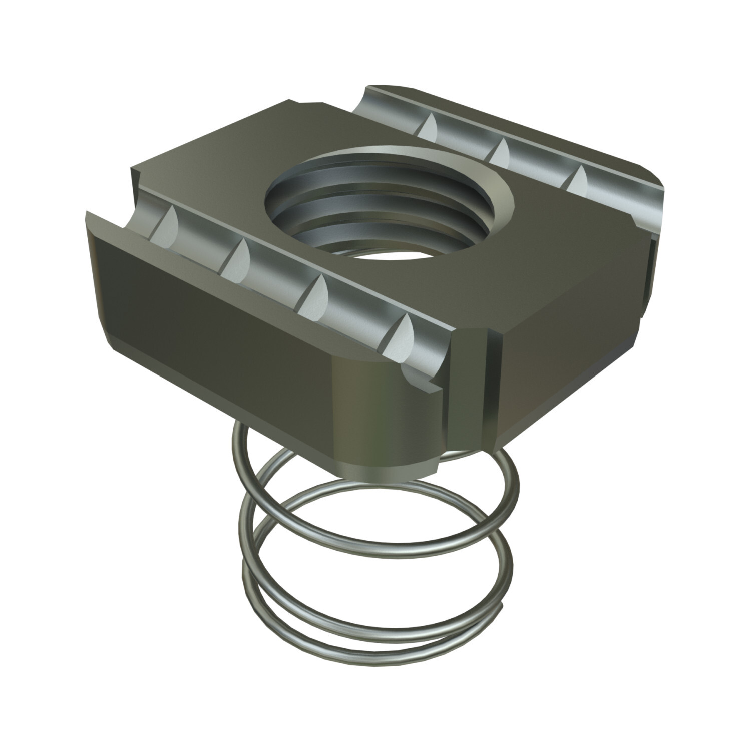 P1023S-EG Channel Nut With Spring, For Use With P1000, P1100, P2000 and P3000 Channels, 3/4-10 Thread, Mild Steel