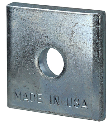 SQW38 Square Washer, Steel, Electro Galvanized