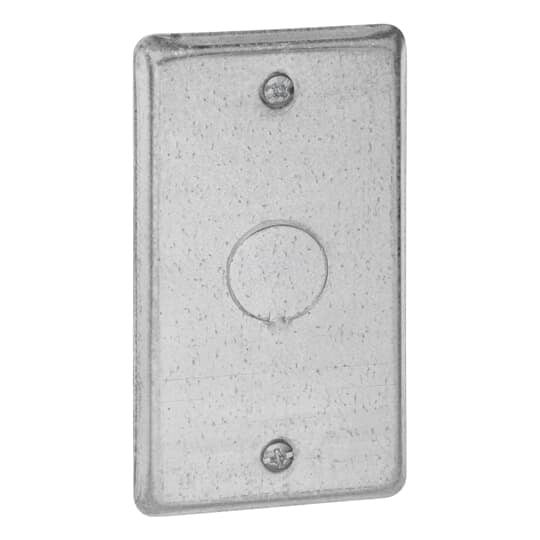 58C6-25R Steel City Outlet Utility Box Cover With Knockout, 4 in L x 2-1/8 in W x 1/4 in D, Blank Cover, Steel