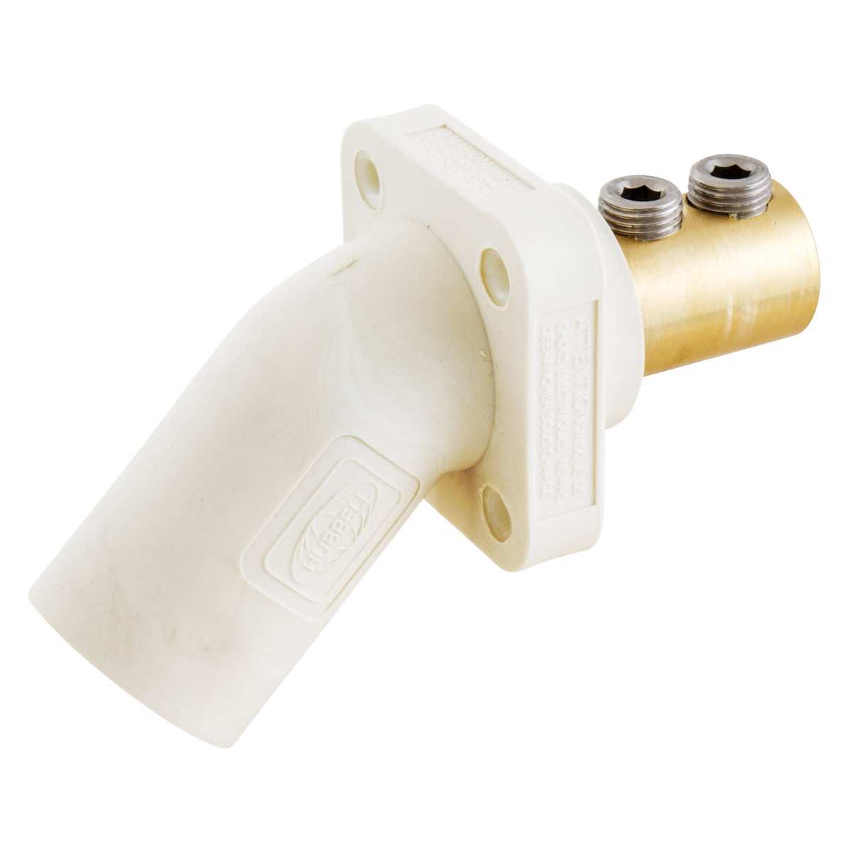 HBLMRAW 16 Series 1-Pole Angled Double Set Screw Inlet Male Standard Single Pole Receptacle, 600 V AC/250 V DC, 400 A, 4 to 4/0 AWG Wire, Screw Terminal Connection, 3R/4X/12 NEMA Rating