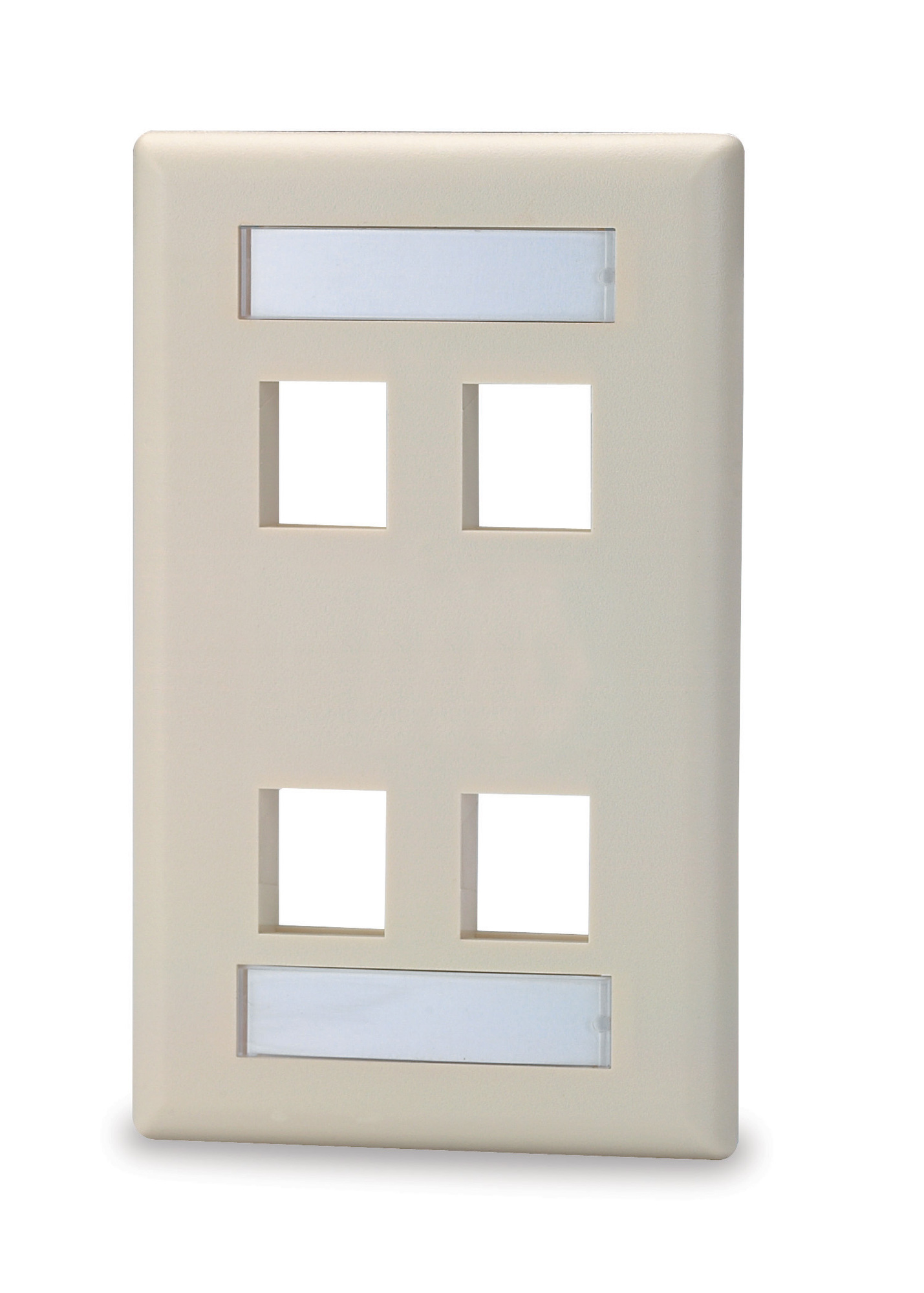SKFL-4 Faceplate With Labeling Windows, 1 Gangs, 4 Ports, Fastened Mount, Thermoplastic