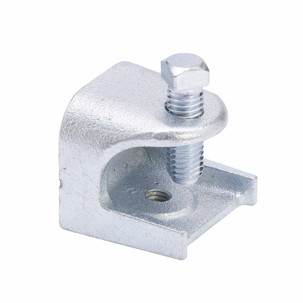 B444-3/8ZN Rod to Beam Clamp, 3/8-16 Rod, 1 in THK Flange, 350 lb Load, Malleable Iron, Electro-Zinc Plated