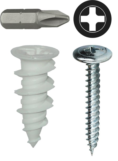 WDK8NW Wall Board Anchor Kit, 50 Pieces, Nylon