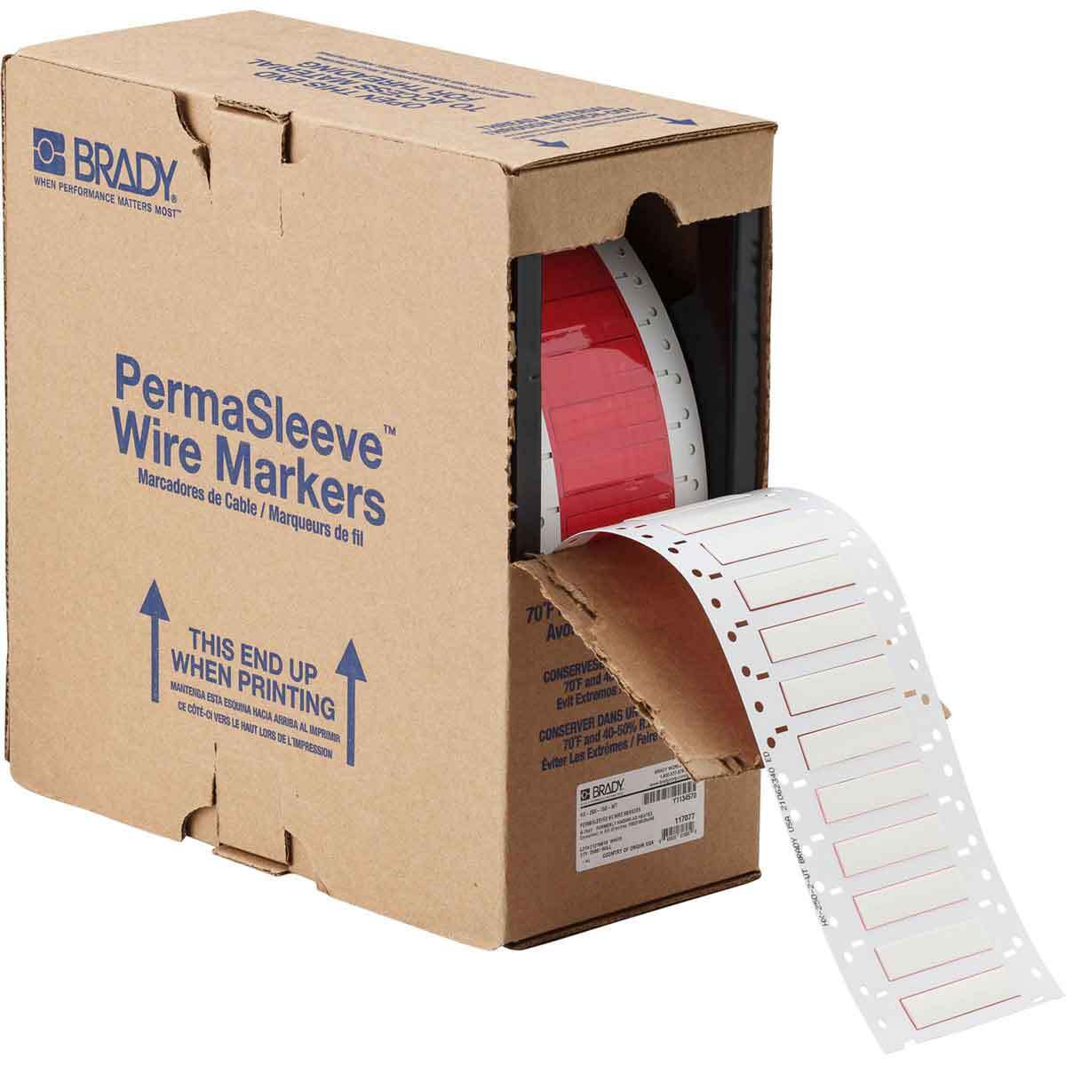 HX-250-2-WT-4 PermaSleeve 1-Sided Printable Heat Shrink Wire Marker Sleeve, 12 to 8 AWG Wire, 1/2 in W, B-7642 Polyolefin