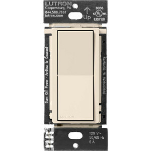 DVRF-AS-LA Claro Smart Accessory Switch for Diva Smart Dimmer Switch/Claro Smart Switch, Multi-Location On/Off, Light Almond
