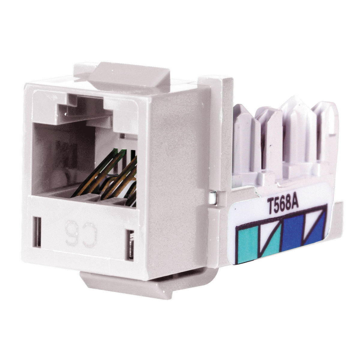 HXJ6W25 8-Position Standard Universal A/B Jack, Cat 6 Module, Snap-Fit Mount, White