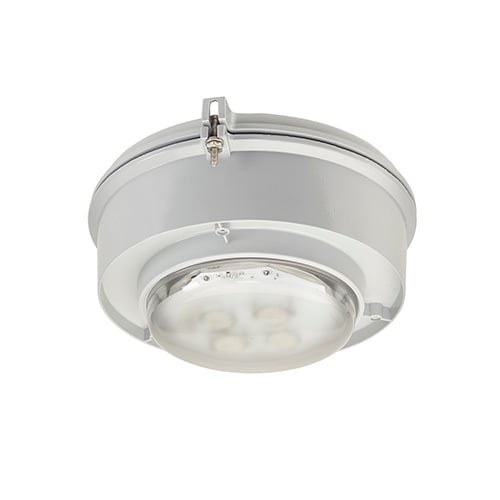 MLLEDW42D5BU Mercmaster Cylindrical Enclosed Gasketed Low Profile General Purpose Luminaire With NEMA 5 Globe, (70) LED Lamp, 48 W Fixture, 120 to 277 V AC, Painted Gray Epoxy Powder Coated Housing