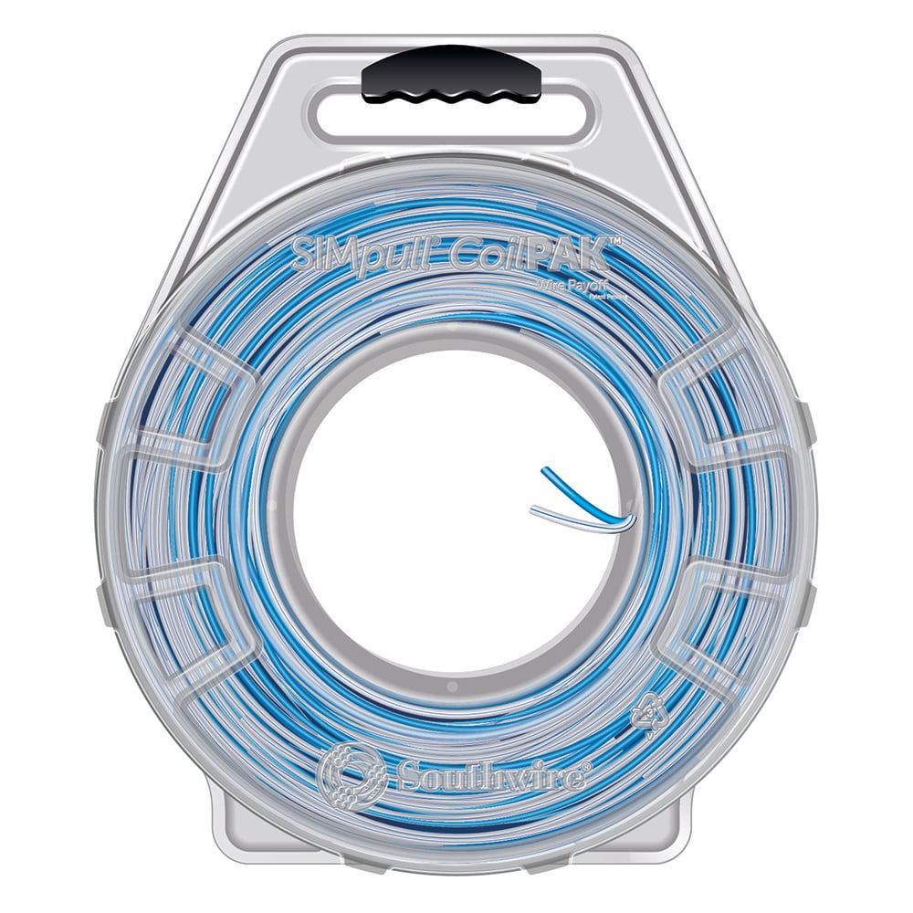 58725401 THHN Wire, 10 AWG, 2 Copper Conductors, 19 Stranded, Blue/White and Blue, 600 ft CoilPak