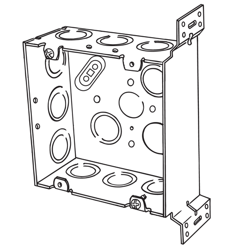 4SJD-EK-VB Square Box, Steel, 42 cu-in Capacity, (13) Outlets, (13) Knockouts, 4-11/16 in H x 4-11/16 in W x 2-1/8 in D