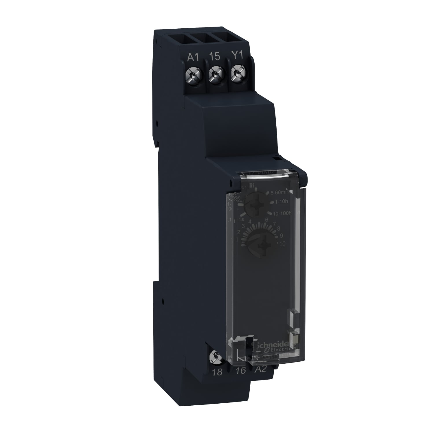 RE17LHBM Zelio Modular Timing Relay With Solid State Output, 0.1 sec to 100 hr Setting, 24 to 240 V AC/DC, 1 Form C SPDT Contact, 1 Poles