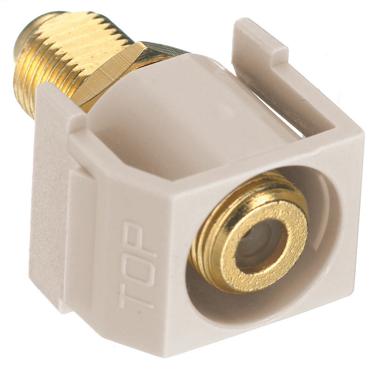 SFGRFLA Pass-Through Recessed Standard F-Connector, Female x Female Connector, Coaxial Cable