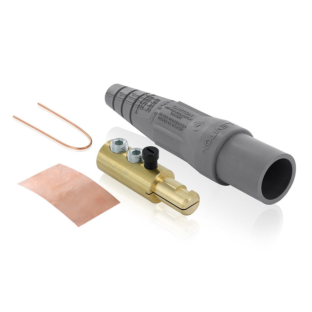 16D24-UGY Rhino-Hide 1-Pole Cam Type Taper Nose While-in-Use Detachable Male Plug, 12 to 24 V AC/DC, 400 A, 2/0 to 4/0 AWG Wire, Double Set Screw, NEMA 3R