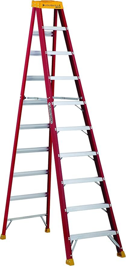 L-3016-10 Type IA Non-Conductive Weather Resistant Step Ladder, 10 ft H Ladder, 300 lb Load, 9 Steps, Fiberglass, A14.5