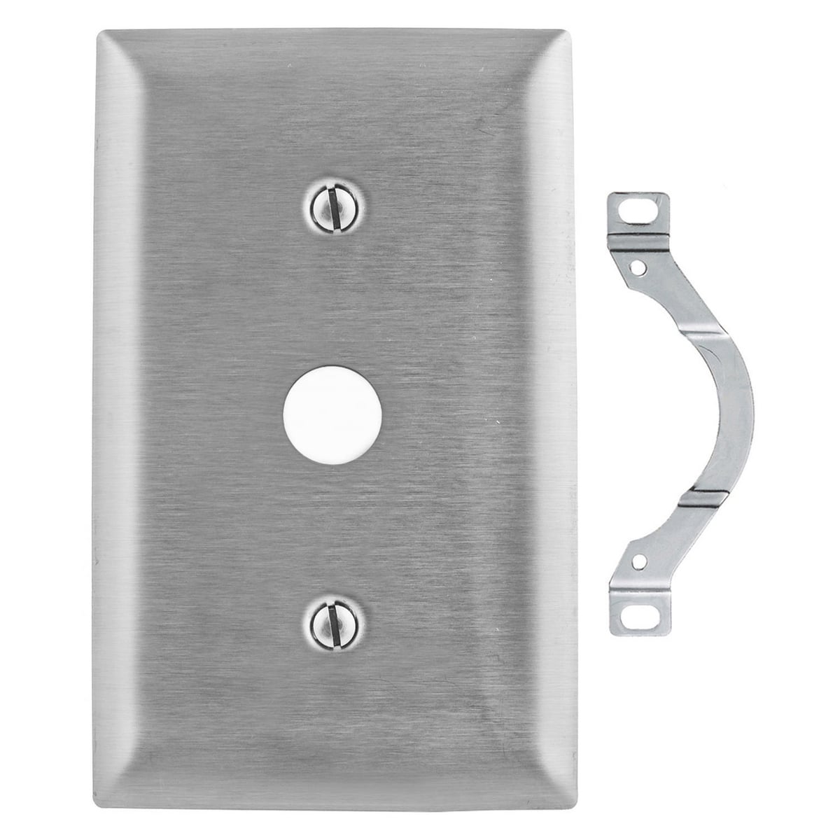 SS12 Stamped Standard Telephone/Coaxial Wallplate, 1 Gangs, 302/304 Stainless Steel, Box Mount