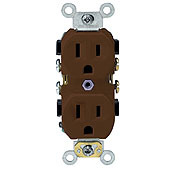 BR15-T Heavy Duty Narrow Body Straight Blade Duplex Receptacle, 125 V AC, 15 A, 2 Poles, 3 Wires, Light Almond