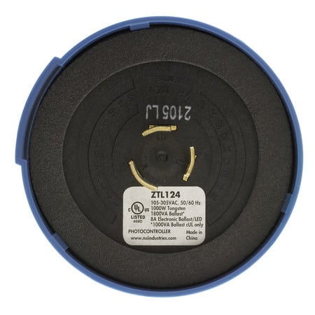 ZTL124 Instant Response Turn Lock Photocontrol, 105 to 305 V AC, 1000 W Tungsten, 1800 VA Ballast, Fixture Mount, Polycarbonate