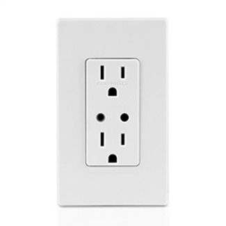 VRR15-1LZ Self-Grounding Tamper Resistant Split Duplex Receptacle, 125 VAC, 15 A, Ivory/Light Almond/White