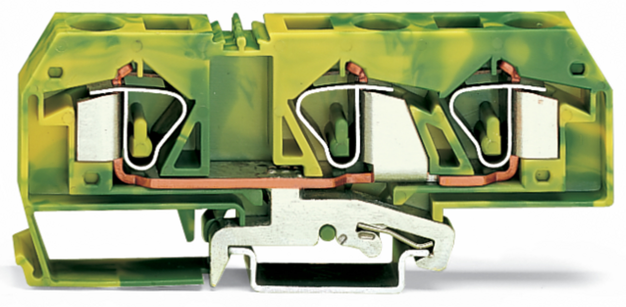 283-677 Operating Tool Ground Terminal Block, 24 to 6 AWG Wire, 1 Poles, DIN Rail Mount