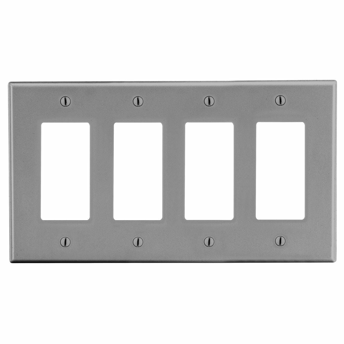 PJ264GY Mid-Size Wall Plate, 4 Gangs, 8.56 in W x 4.94 in H, Polycarbonate Thermoplastic, Gray