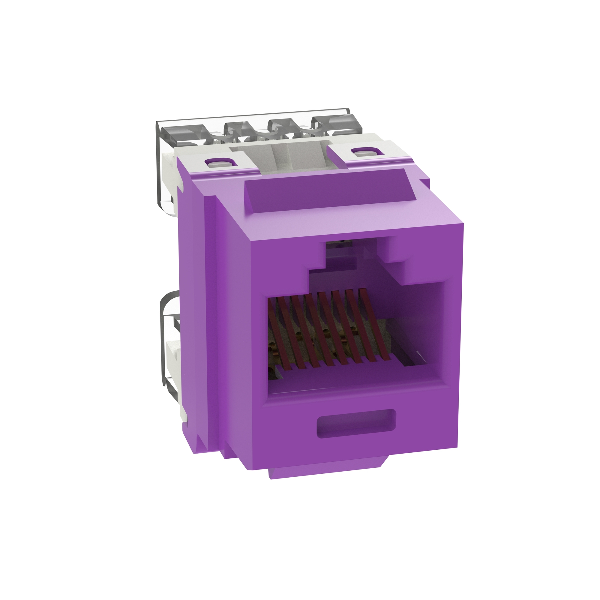 NKP5E88MVL NetKey 8-Position 8-Wire Punchdown Unshielded Keystone Jack Module, Cat 5e/Keystone Module, Surface Mount, 1 Port, ABS/Copper/Polycarbonate, Violet