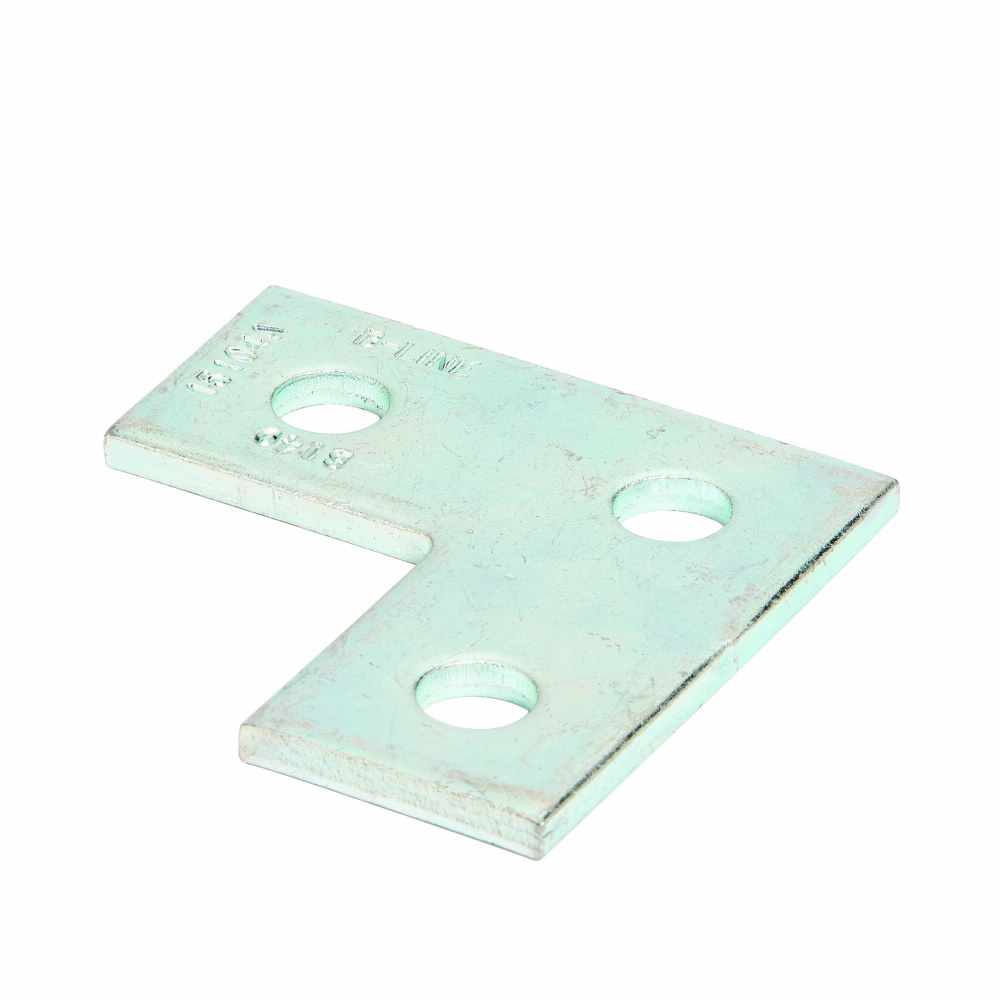 B140ZN Flat Corner Plate, 3 Holes, 3-1/2 in L x 3-1/2 in W x 1/4 in THK, Strip Steel