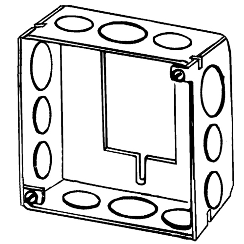4SSBESPL Welded Square Box Extension Ring With Knockouts, 4 in L x 4 in W x 1-1/2 in D, Steel