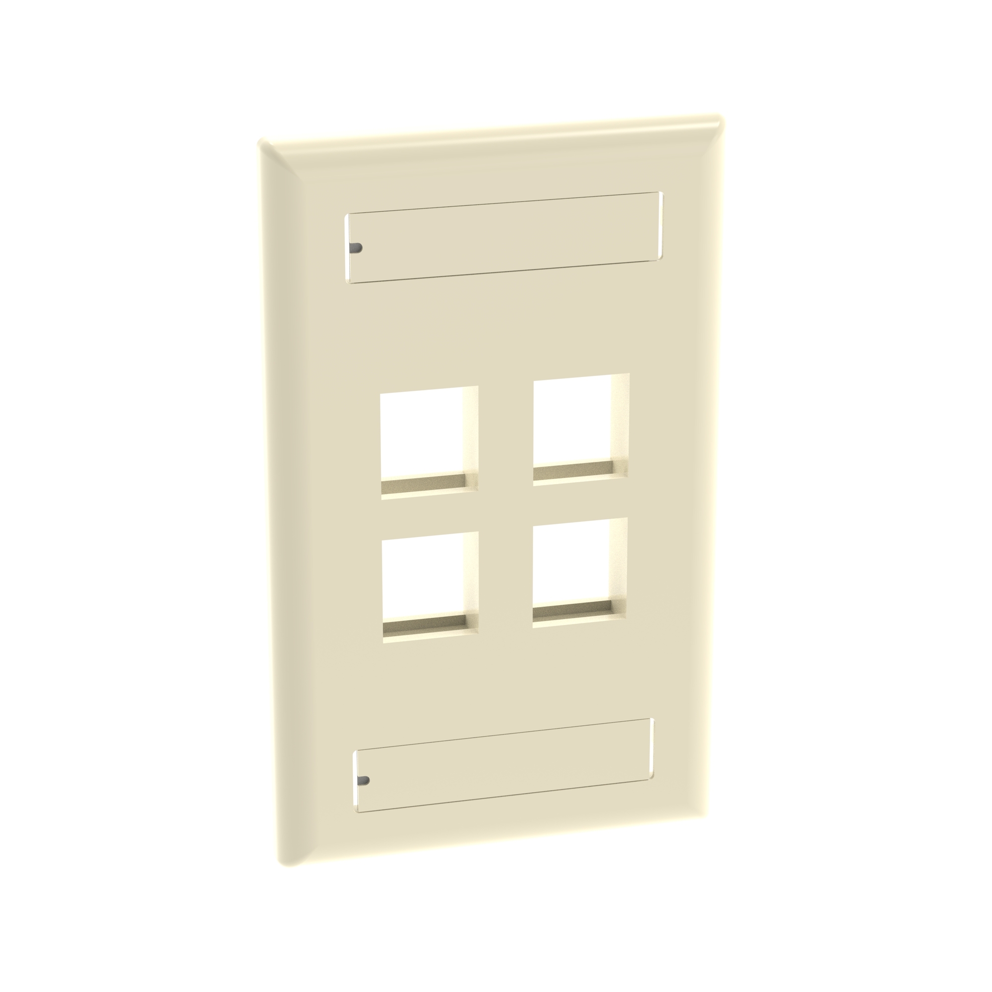 NetKey Faceplate, 4-Port, Electric Ivory, with Label Pocket