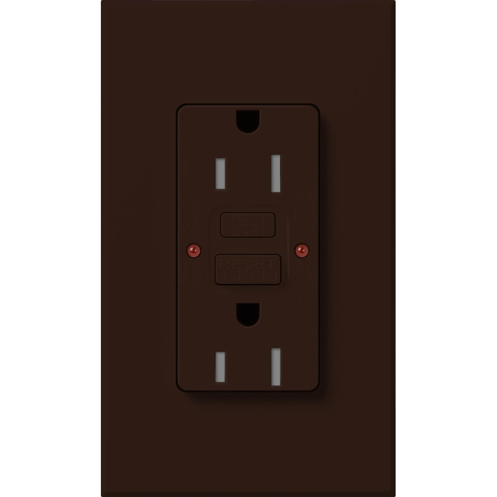 NTR-15-GFST-BR Architectural  Tamper-Resistant GFCI Duplex Receptacle with Wall Plate, 15 Amp, Self-Testing, 125V, Matte, Brown