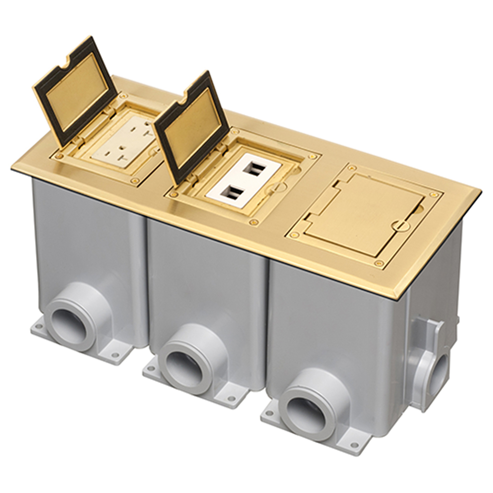FLBC8530MB Floor Box Cover and Frame Kit, 6.094 in L x 13.546 in W, Brass