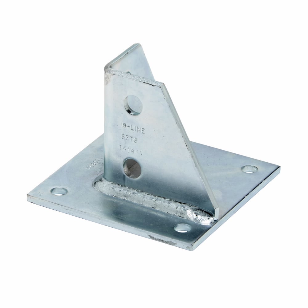 B278ZN Square Post Base, 1 Channel, Flush to Side Channel Position, 3-1/2 in H Base, For Use With 1-5/8 x 1-5/8 in B22 Series Channel, Steel